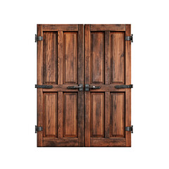 Majestic wooden portal, antique double doors awaiting entry