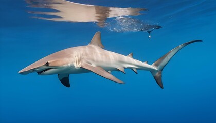 A Hammerhead Shark With A Remora Fish Hitching A R