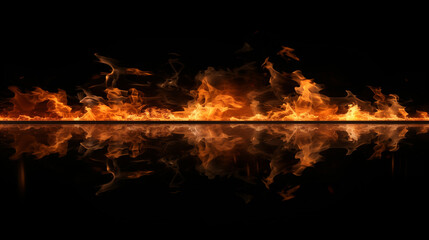 Fire flames on black background: