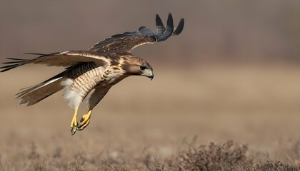 A Hawk With Its Wings Tucked In Diving For Prey