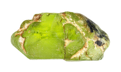 specimen of natural rough peridot crystal cutout