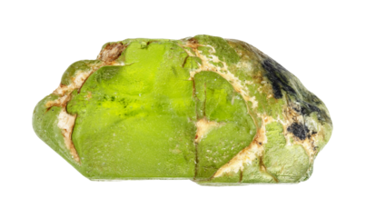 specimen of natural rough peridot crystal cutout