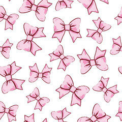 simple seamless pattern, pink ribbon for fashion textile or wallpaper background, vector illustration - 760534965