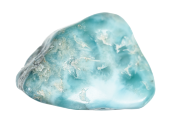 specimen of natural tumbled larimar rock cutout