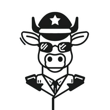 recommend clip art: Monochrome Cow Co Pilot on Transparent Background
