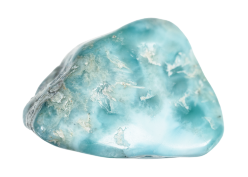 specimen of natural tumbled larimar rock cutout