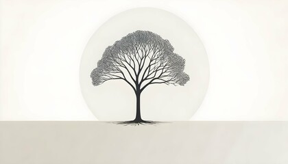 A Minimalistic Illustration Of A Single Tree With