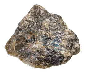 natural raw dark green labradorite mineral cutout
