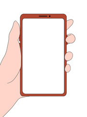 スマートフォン（赤・画面透過・左手）