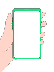 スマートフォン（緑・画面透過・左手）