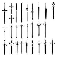 Fotobehang flat design sword silhouette collection © AinStory