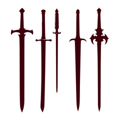 flat design sword silhouette collection