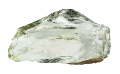 specimen of natural raw prasiolite mineral cutout