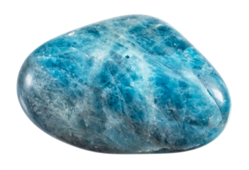 natural polished blue apatite mineral cutout