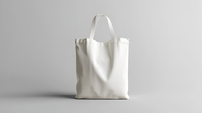 White tote bag mockup on a grey background. copy spce. genertive ai 