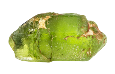 specimen of natural raw peridot crystal cutout