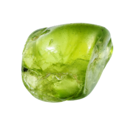 specimen of natural tumbled peridot crystal cutout