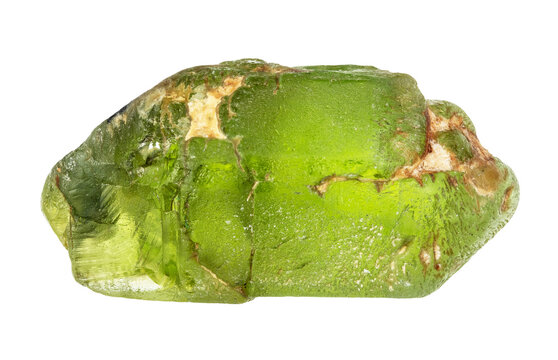 specimen of natural raw peridot crystal cutout