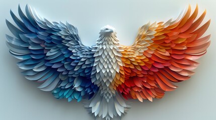 Obraz premium Colorful eagle with spread wings on a white background
