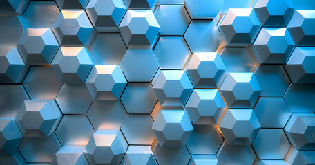 Obraz na płótnie Canvas A closeup of a vibrant azure hexagon pattern on a wall, showcasing symmetry and electric blue hues in a mesmerizing mesh design