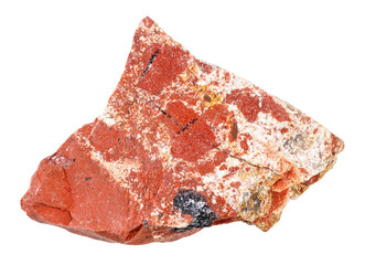 specimen of natural raw red jasper rock cutout