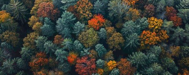 Forest Top View in autumn or fall