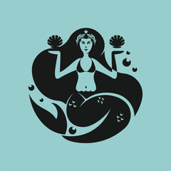 Simple and clear mermaid logo template