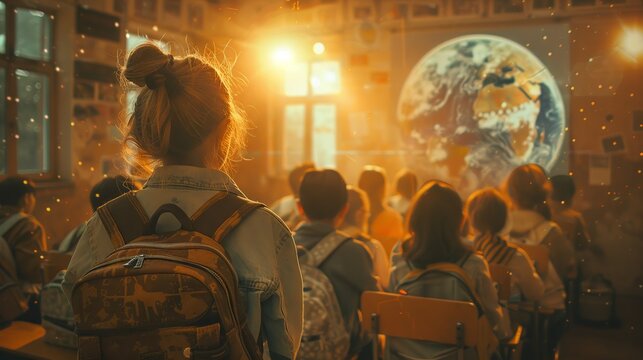 Earth teacher vintage book satchel