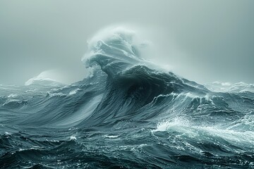 Ozeanisches Aufbäumen: Die Macht einer Welle - obrazy, fototapety, plakaty