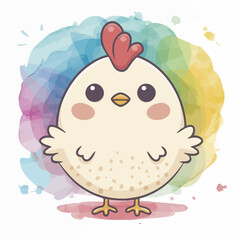 Vector drawing of cute chicken.