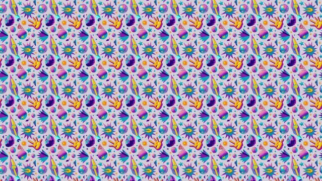 A seamless pattern of colorful flowers. Loop Background Animation