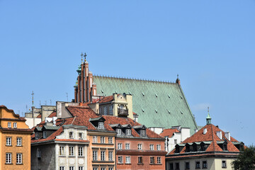 Fototapeta premium Apartment buildings in Warsaw old town, Poland