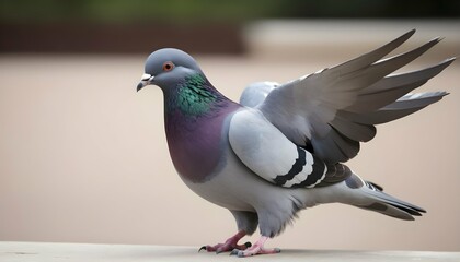 A Pigeon With Its Feathers Fluttering In The Breez