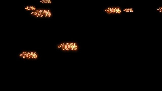 Alpha channel is included. Black Friday. Burning percentages. Greater discounts (dumping, %, percentages, purchase, sale). 3D animation. Quick Time, codec: PNG, 16-bit color, highest quality. 3D 