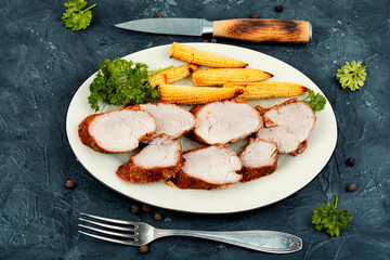 Roasted pork tenderloin fillet meat