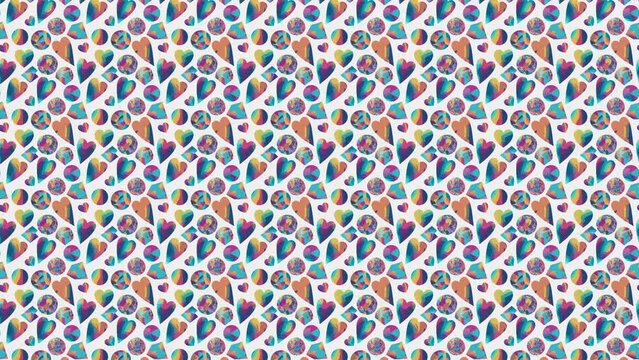A seamless pattern of hearts and diamonds. Loop Background Animation 
