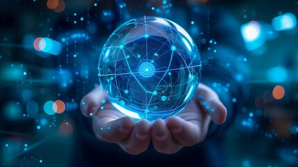 A virtual crystal ball projecting insights into the future of HR trends, with AI as the visionary guide for HR professionals in strategic decision-making./