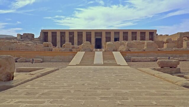 Temple of Seti I in Abydos, Egypt. Abydos is notable for the memorial temple of Seti I, which contains the Abydos of Egypt King List from Menes until Seti I's father, Ramesses I