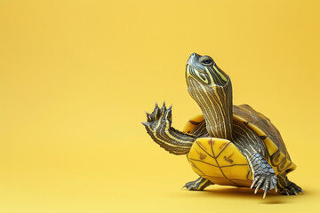 Turtle showing thumb up isolated on color background