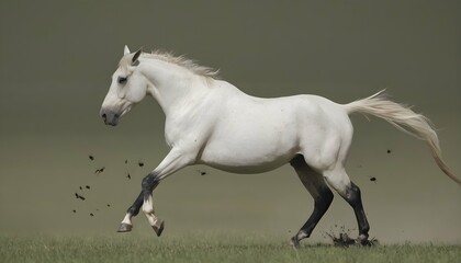 Obraz na płótnie Canvas A Horse With Its Tail Swishing Shooing Away Flies