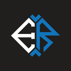 ER letter logo design on black background. ER creative initials letter logo concept. ER letter design.
