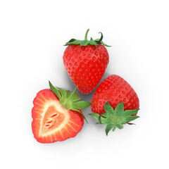 Strawberry with Top Cut Laying on Surface - Artistic Presentation of Freshness and Natural Beauty of Berries