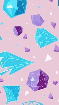 Blue and purple crystals on pink. Loop Background Animation