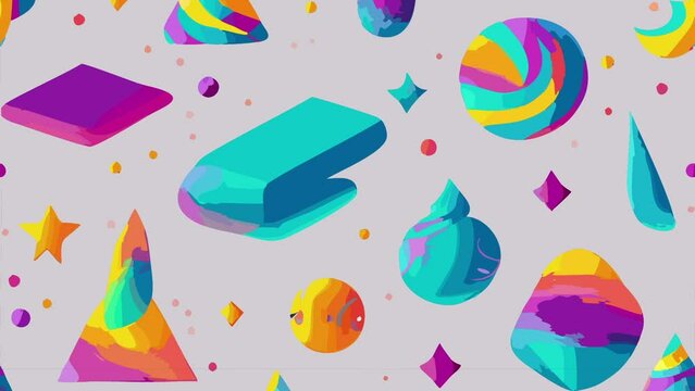 Colorful geometric shapes. Loop Background Animation