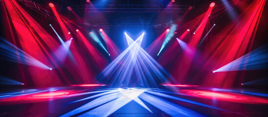 Dramatic stage beams of light crossing