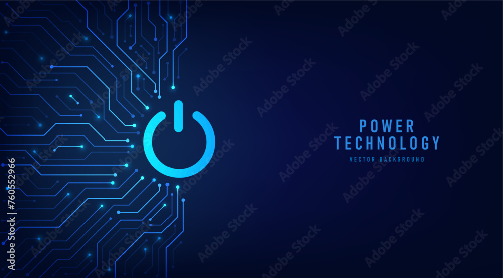 Poster Futuristic power button security cyber connection technology. Cyber security concept abstract background futuristic Hi tech style. Information privacy idea. Vector and Illustration.