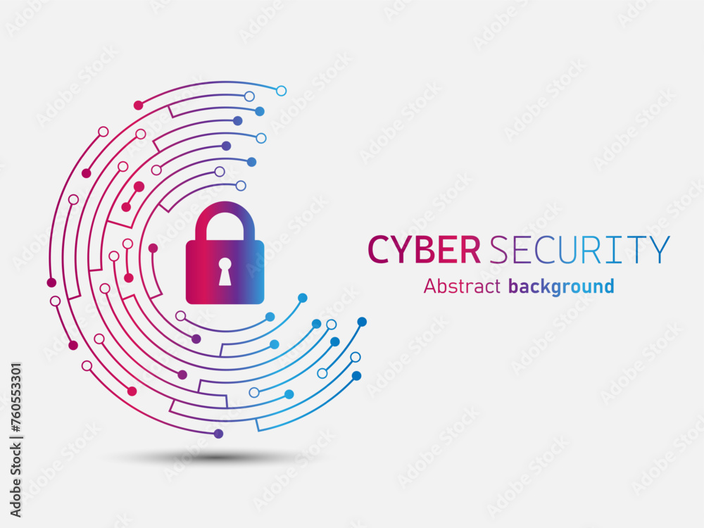 Poster Cyber security technology on circuit board. Abstract background futuristic Hi tech style, Technology data protection system, Internet security and safety information personal, Vector and Illustration.
