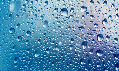 backdrop Water drops on a blue background, Generative AI 