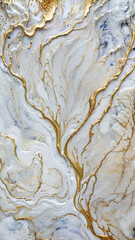 Fototapeta premium Ink Abstract: Pure White Paint with Watercolor Stone and Liquid Marble Texture, Modern Gold Glitter White Design Splash - Design Template, Wallpaper, Background - Artistic Luxury for Creative Projects