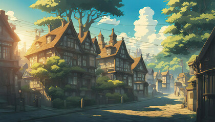 winter in the city, generative ai, landscape, architecture, chasny house, background, modern, art nouveau